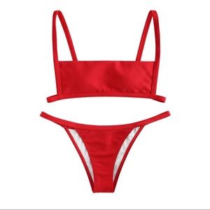 NWOT Red Ribbed Bikini